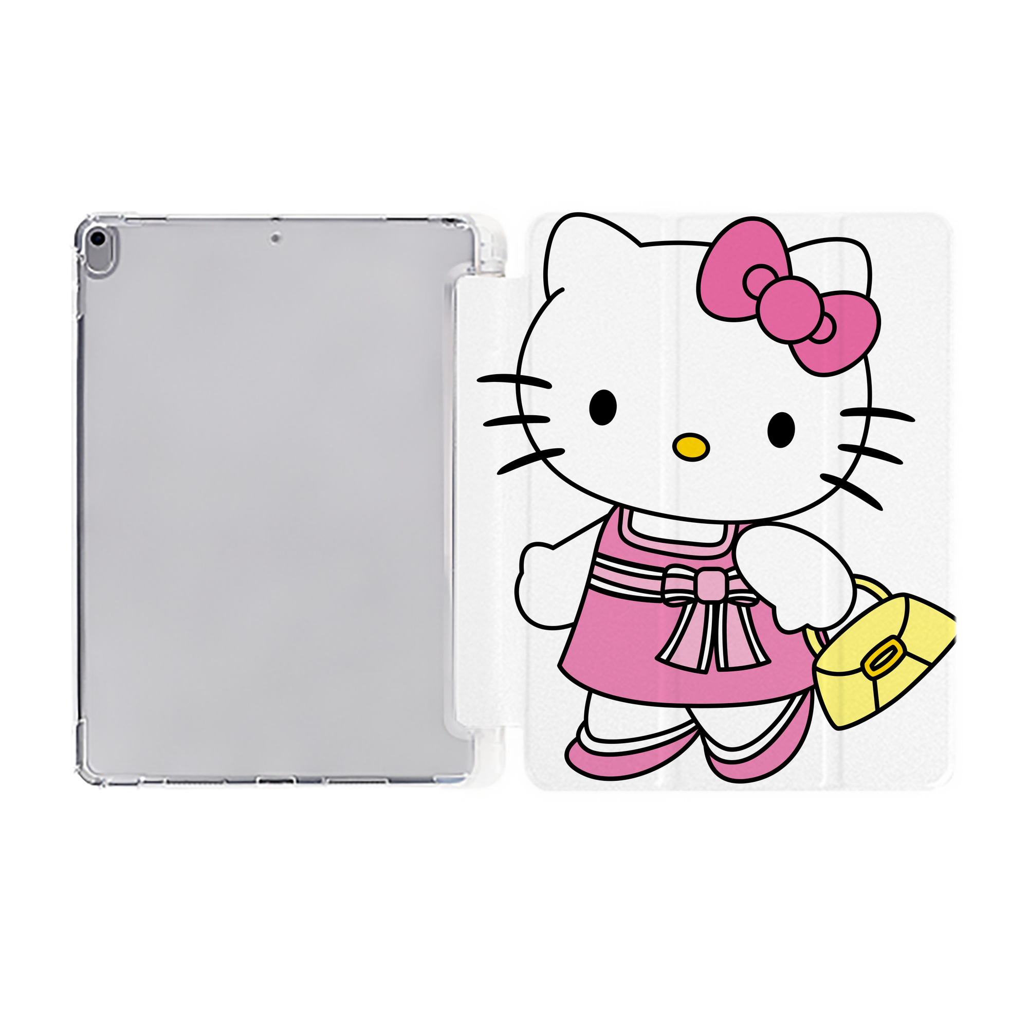 （画像用） Hello Kitty ハローキティ IPad ケース ペン収納付き 三つ折りスタンド PUレザー×シリコン 対応機種9.5/10.5/10.9インチ